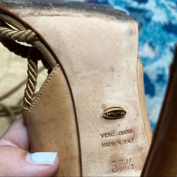 Sergio Rossi Opanca Lace Up Sandals in Beige - Picture 9 of 9